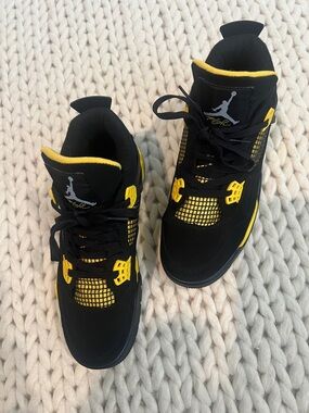 Jordan Kids Black and Yellow Retro Style Sneakers